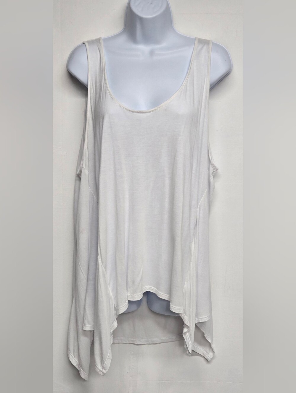 Ambiance 3XL Silky Stretch Knit Bright White Tank Top Asymmetrical New